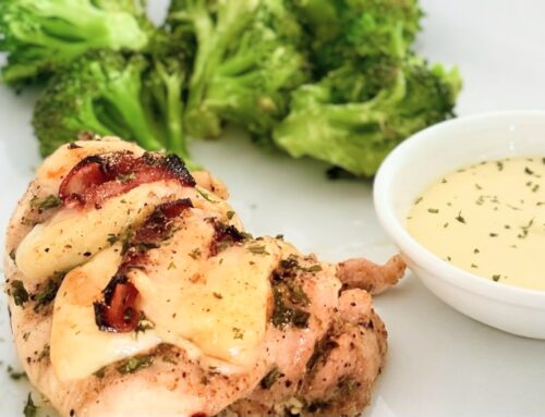 Stuffed Baked Chicken with Yogurt Honey Mustard Sauce